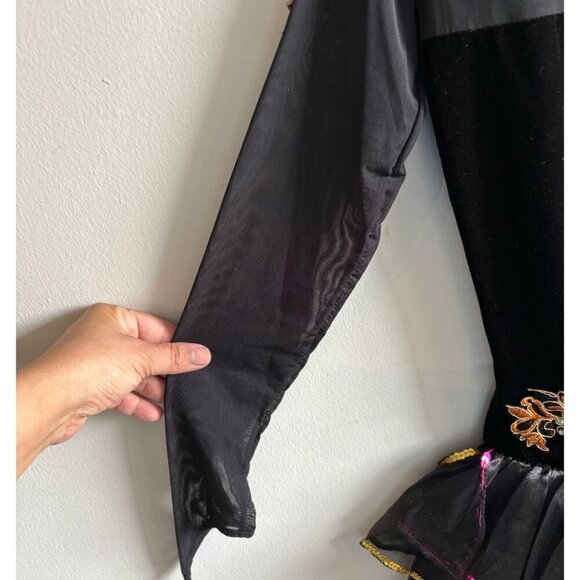 Art Stone Competitor Floral Stone Design Costume Dress Black Color Sz Meduim - Picture 10 of 11